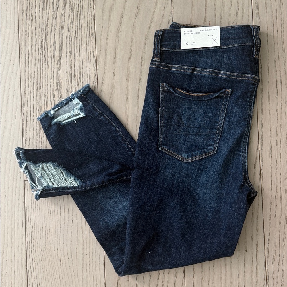American Eagle Outfitters Dark Wash Distressed Ankle Jeans